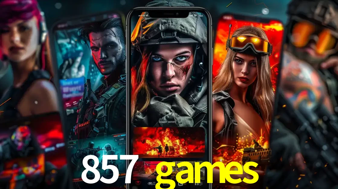 Montagem de telas de celular mostrando diversos personagens, masculinos e femininos, de um jogo de tiro, ilustrando a diversidade de equipes de e-sports para apostar no 857 games.